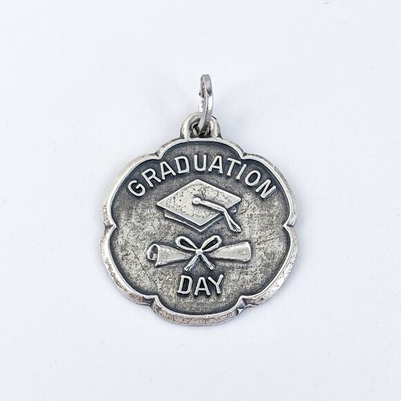 Vintage USA BEAU Sterling Silver 925 2cm Graduation Cap Diploma Charm Pendant - Picture 2 of 7